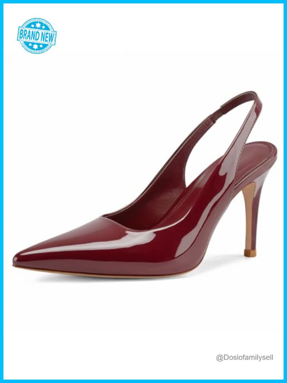 Slingback Stiletto Heels Pointed Toe Pumps Faux Leather Formal